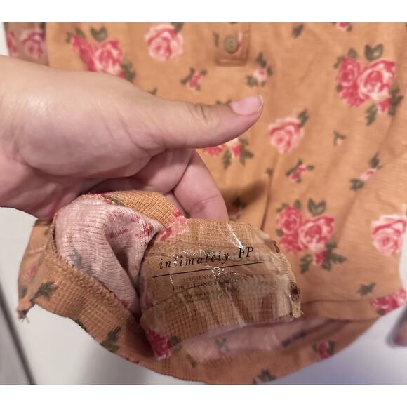 NWOT Intimately Free People Dylan Henley Size S Waffle Knit Roses Bodysuit Boho - Picture 7 of 10